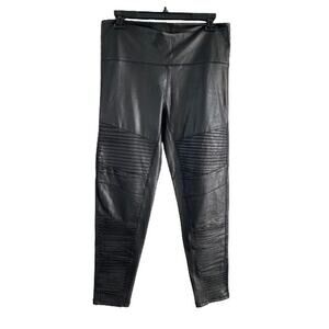 bagatelle Black Faux Leather Wide Leg Moto Leggings